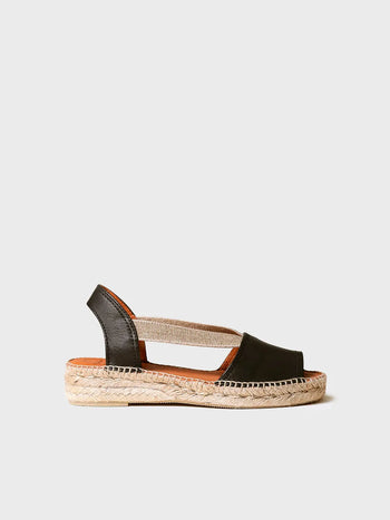 Alpargatas mujer - Sandalia de piel plana con elásticos  - Toni Pons  