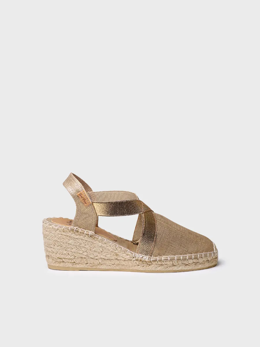 Espadrilles pour femme avec semelle compensée en jute teintée et élastiques 