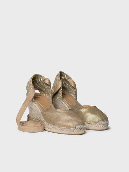 Espadrillas valenciane da donna con zeppa e nastri 