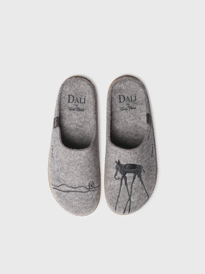 Chaussons pour homme inspirés par l'œuvre de Salvador Dalí en gris 