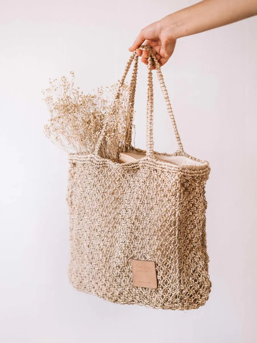 Women's shopper bag in jute braid