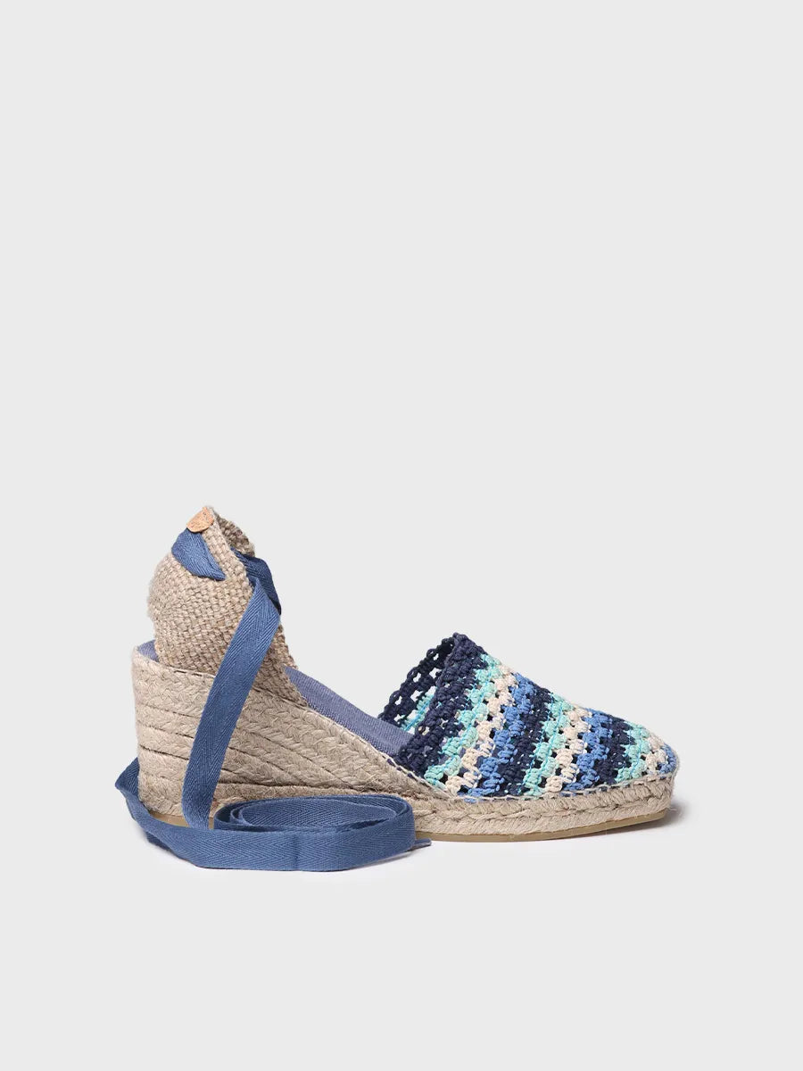 Espadrillas con zeppa da donna in maglia multicolore 