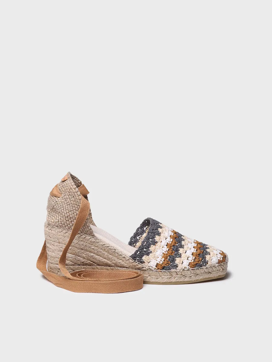 Women's wedge espadrille in multicolour crochet