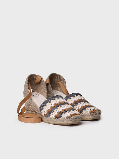 Women's wedge espadrille in multicolour crochet