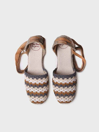 Women's wedge espadrille in multicolour crochet