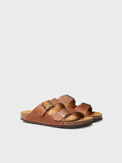 Men's sandal with buckle in Khaki colour