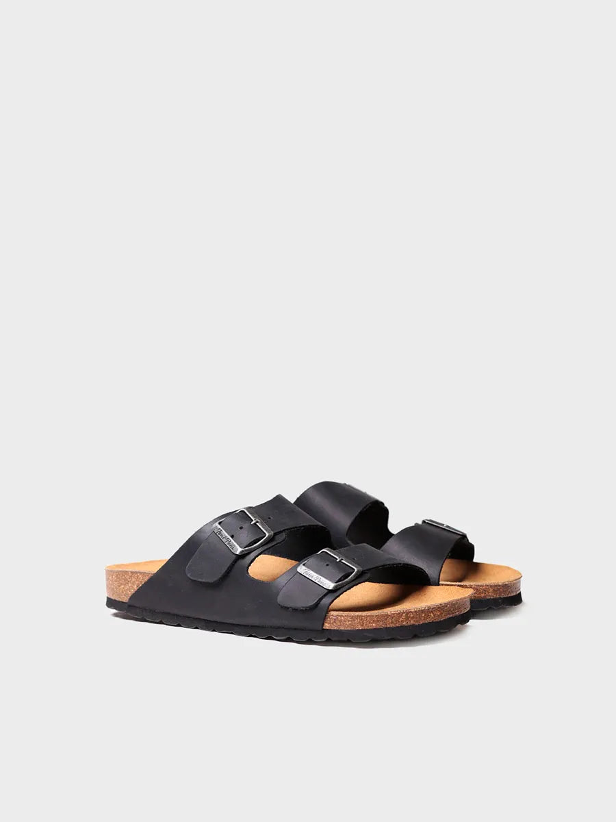 Men's sandal with buckle in Khaki colour