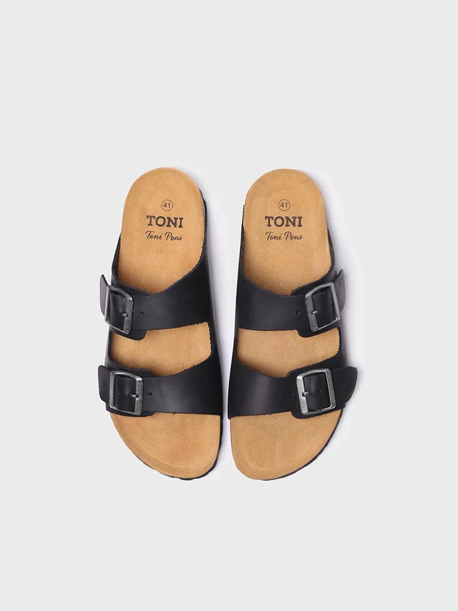 Men's sandal with buckle in Khaki colour