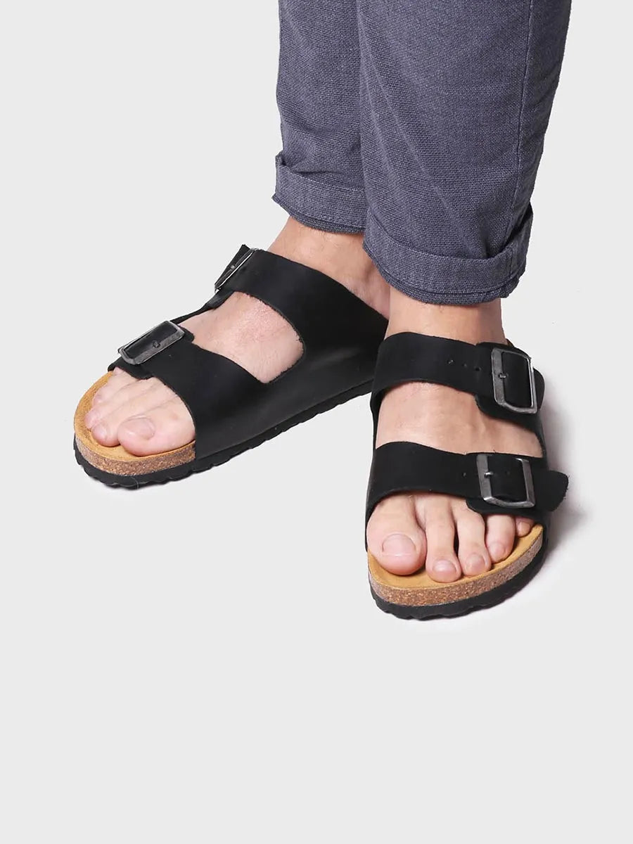 Men's sandal with buckle in Khaki colour