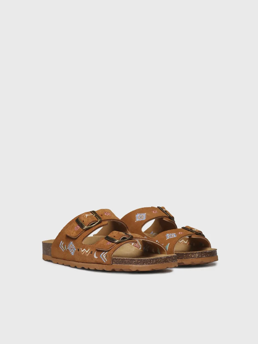  - Sandalia BIO de mujer en serraje bordado | GHANA-BQ  - Toni Pons  