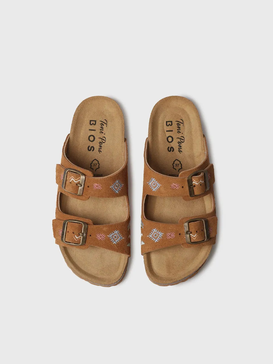  - Sandalia BIO de mujer en serraje bordado | GHANA-BQ  - Toni Pons  