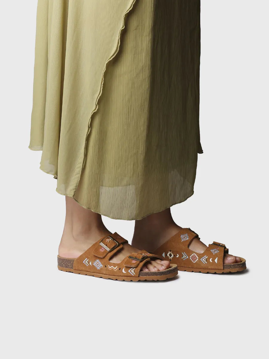  - Sandalia BIO de mujer en serraje bordado | GHANA-BQ  - Toni Pons  