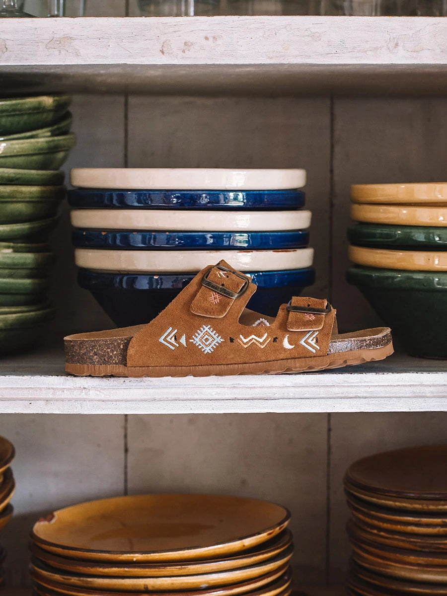  - Sandalia BIO de mujer en serraje bordado | GHANA-BQ  - Toni Pons  