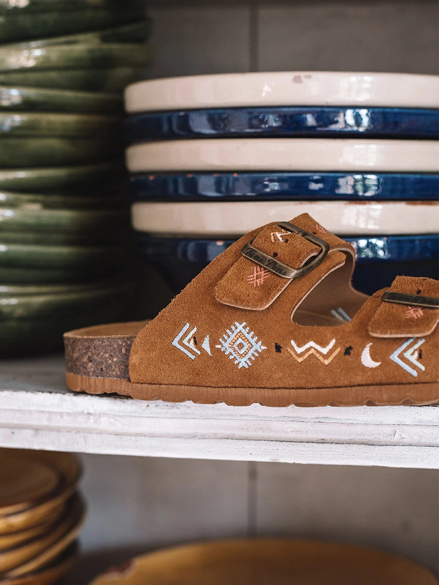  - Sandalia BIO de mujer en serraje bordado | GHANA-BQ  - Toni Pons  