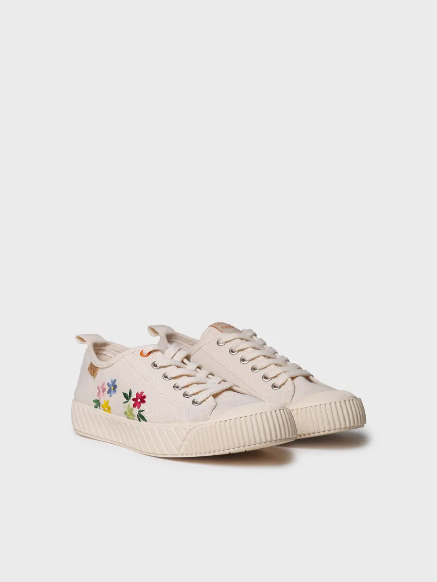 Zapatilla deportiva baja de mujer en algodón reciclado y bordados | GILDA-EJ