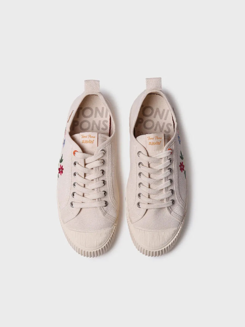 zapatillas mujer - Zapatilla deportiva baja de mujer en algodón reciclado y bordados | GILDA-EJ  - Toni Pons  