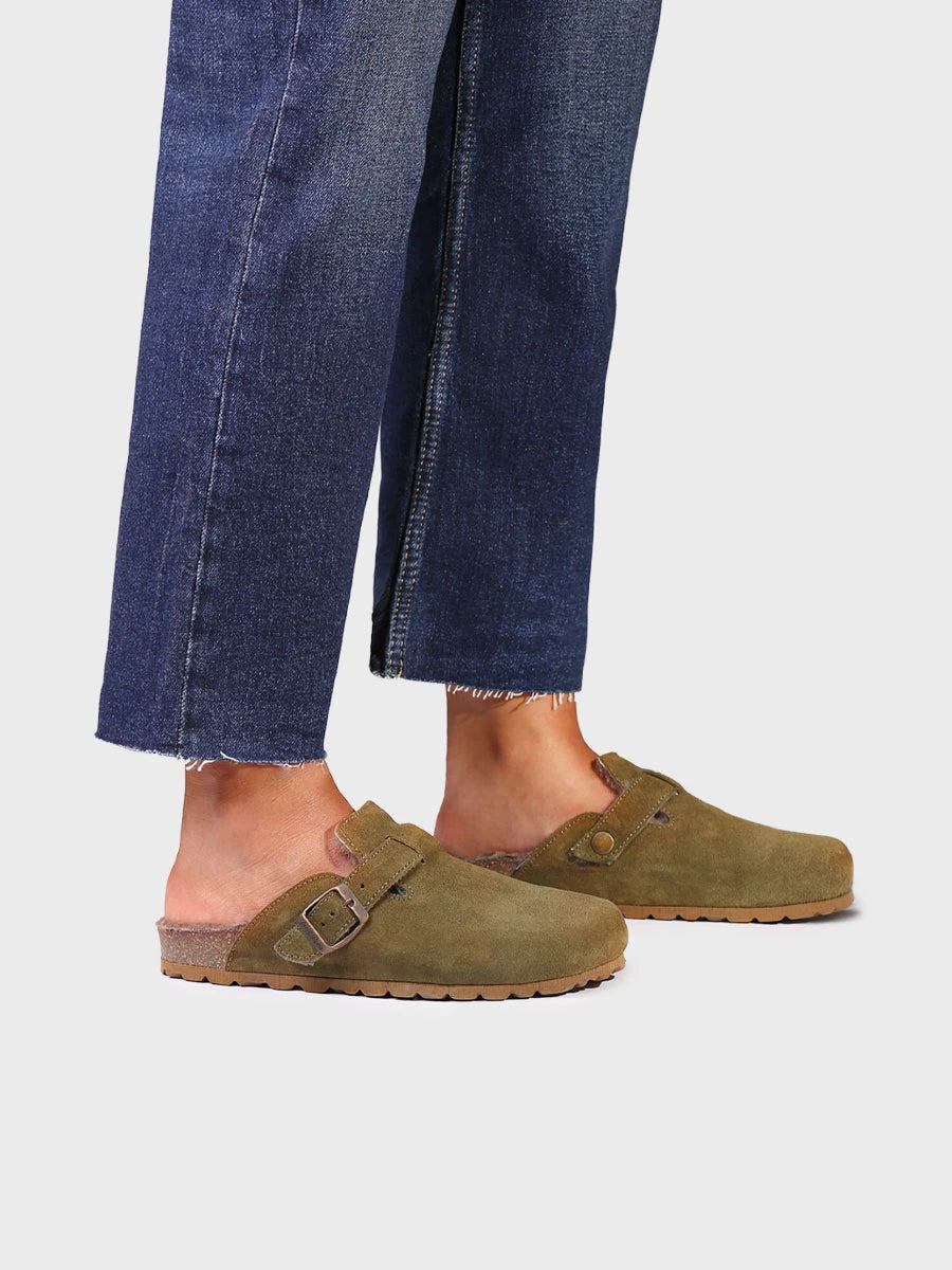 Sandalias mujer - Zueco en serraje con borrego para mujer | GINESTA  - Toni Pons  