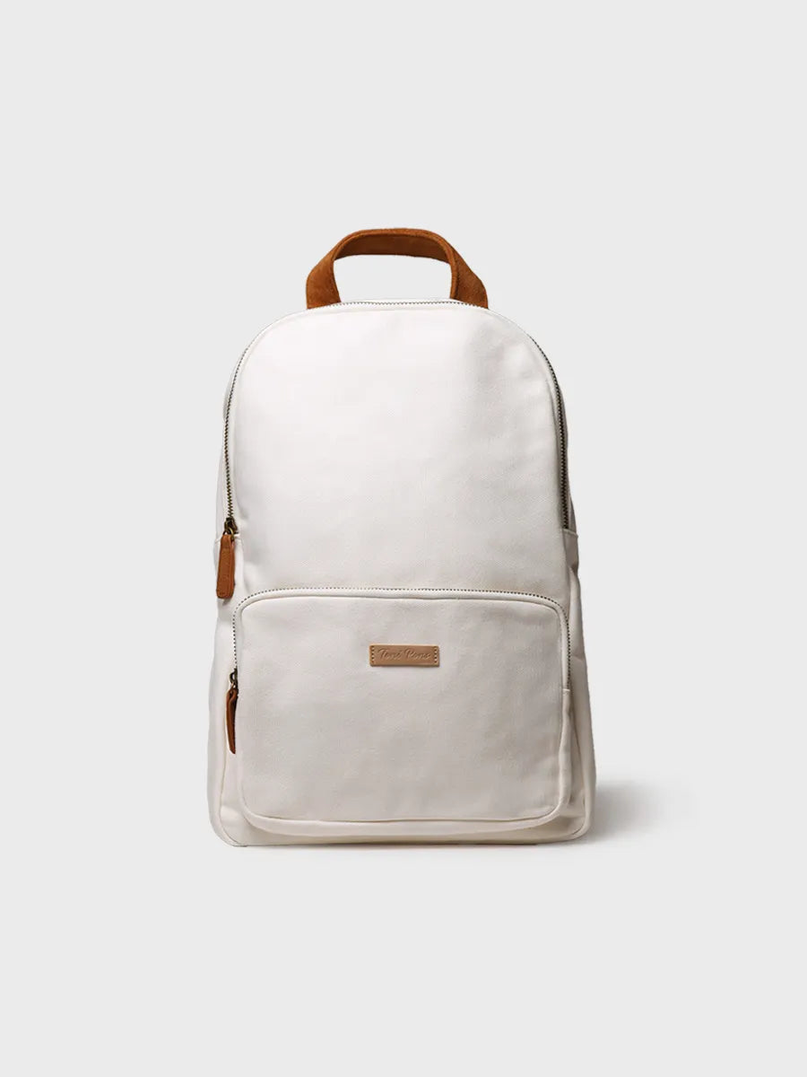 Cotton backpack with vegan suede straps