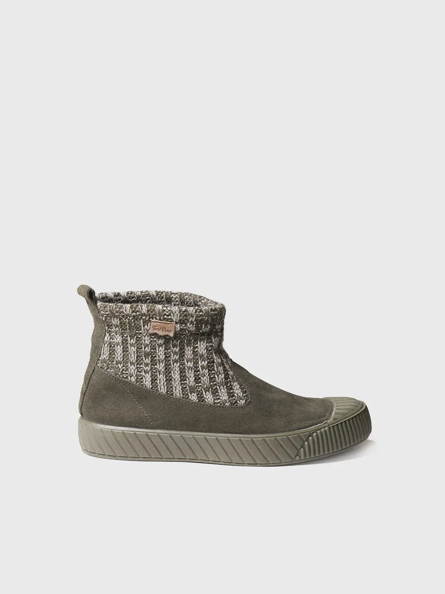 Botín para mujer en serraje y tejido - GODA-AB