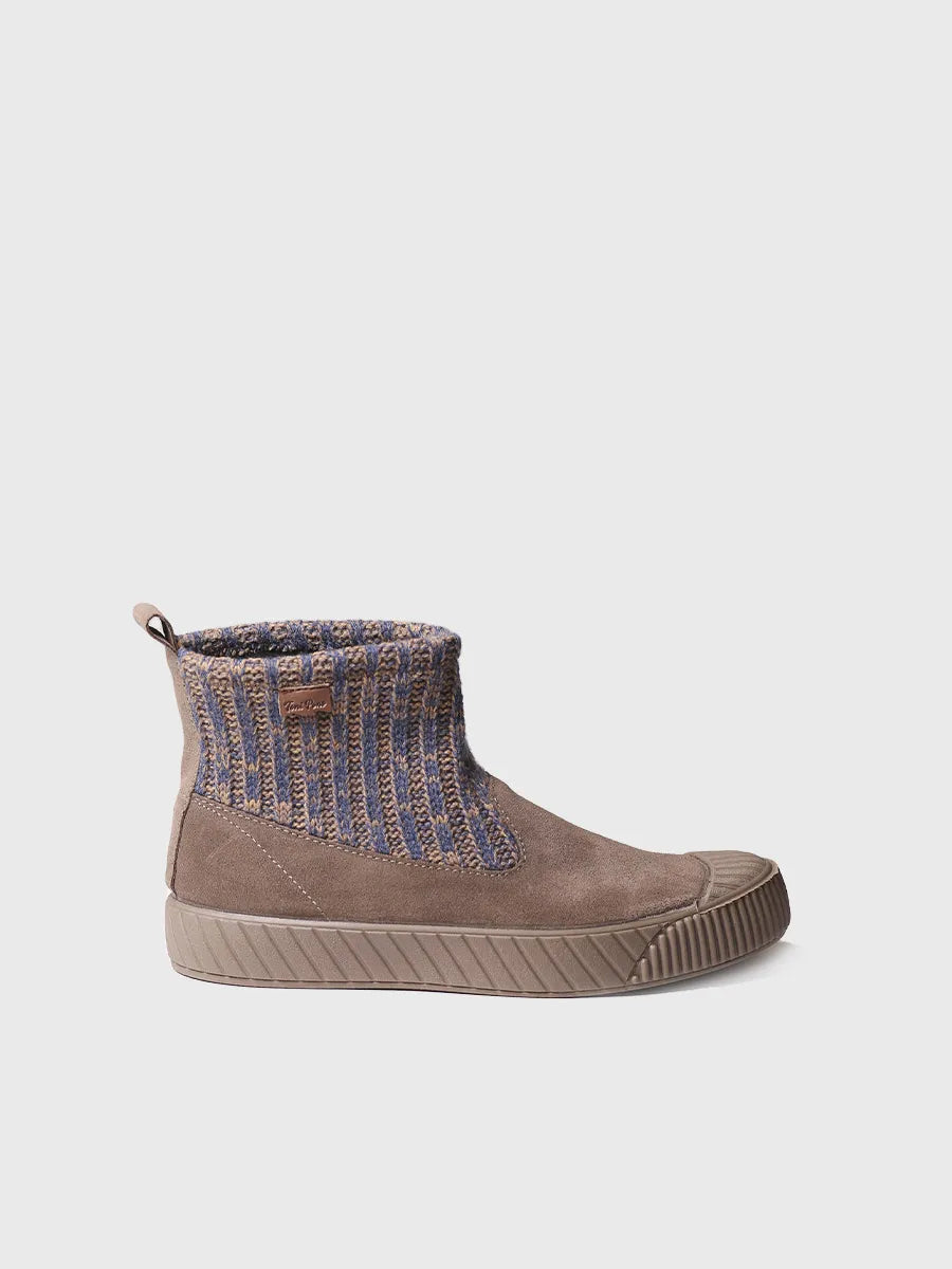 Botín para mujer en serraje y tejido - GODA-AB