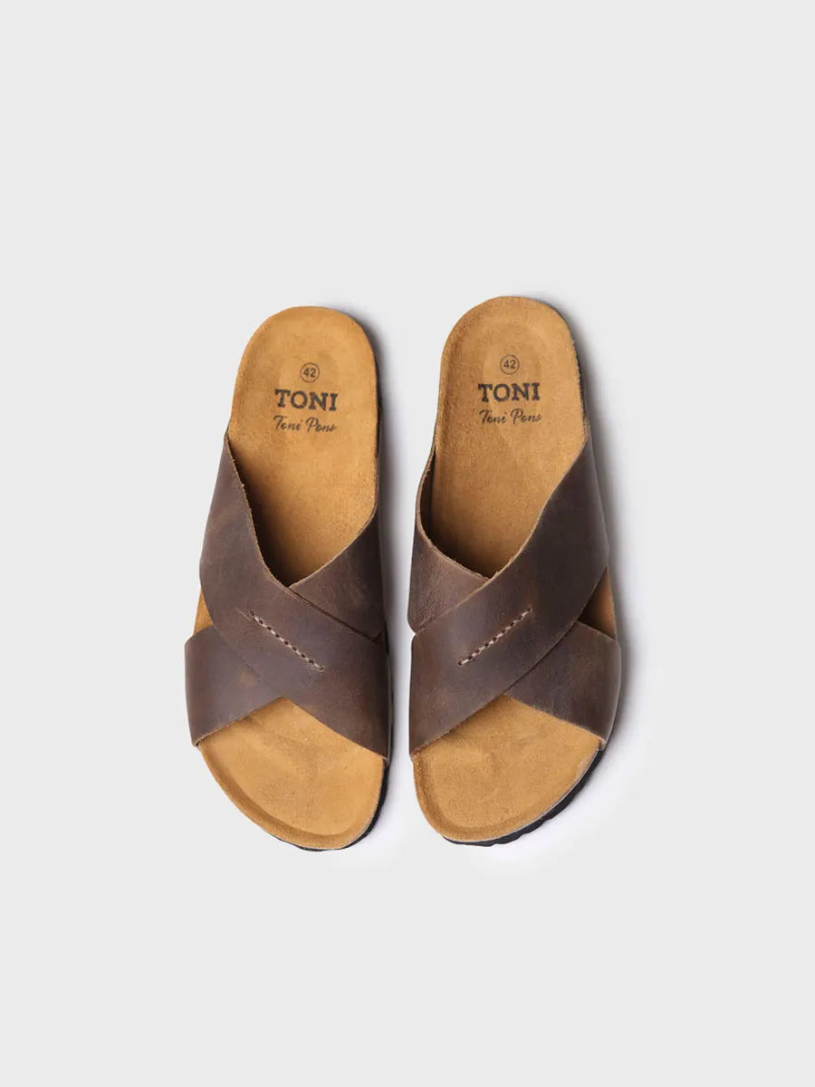  - Sandalia de hombre con tiras cruzadas en color Caqui | GOL-PE  - Toni Pons  