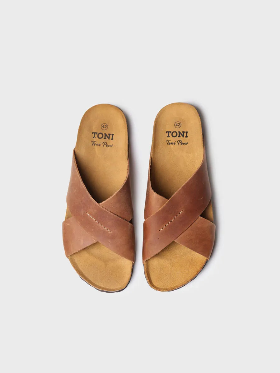  - Sandalia de hombre con tiras cruzadas en color Caqui | GOL-PE  - Toni Pons  