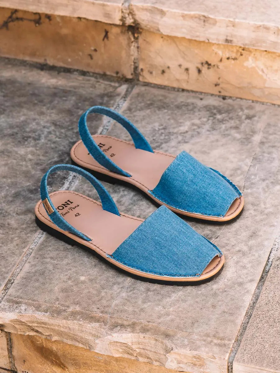 zapatillas hombre - Abarca de hombre en denim con planta de piel | GRAU-TX  - Toni Pons  