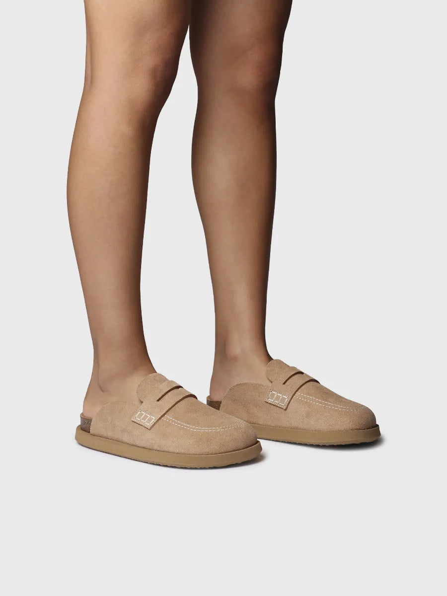  - Zueco de mujer en serraje tipo mocasín | GREVENA-QT  - Toni Pons  