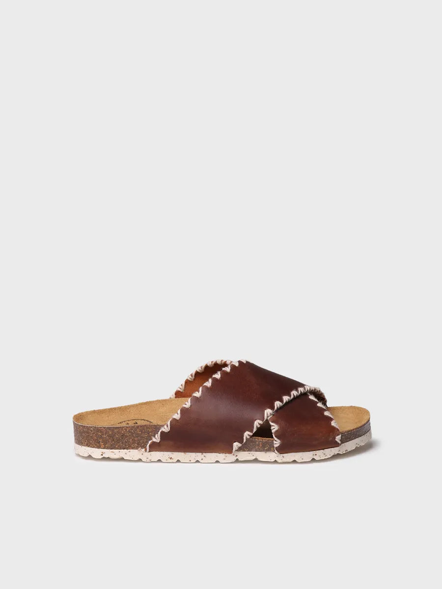 Women's BIO sandal in leather with crossed straps