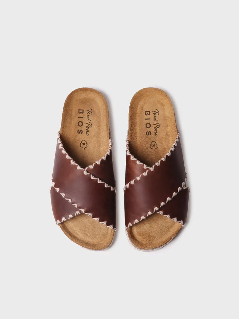 zapatillas mujer - Sandalia BIO de mujer en cuero con tiras cruzadas | GRIT-PE  - Toni Pons  