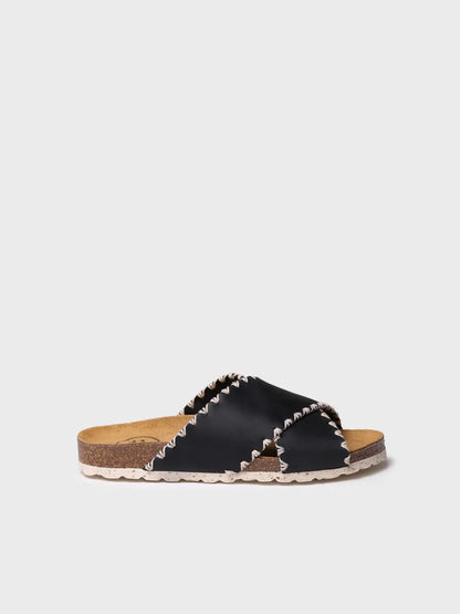 Women's BIO sandal in leather with crossed straps