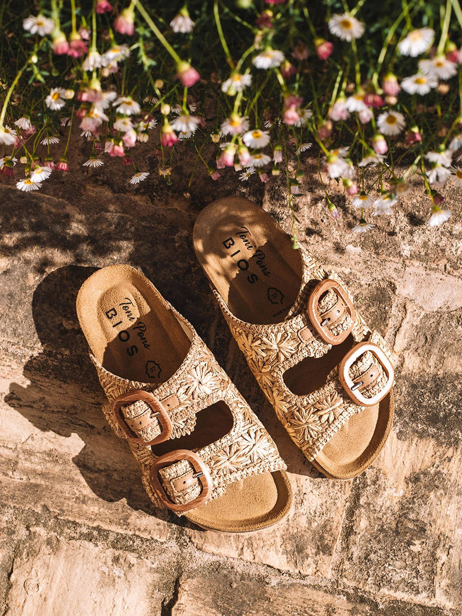  - Sandalia de mujer en rafia con diseño floral | GUAM-RF  - Toni Pons  