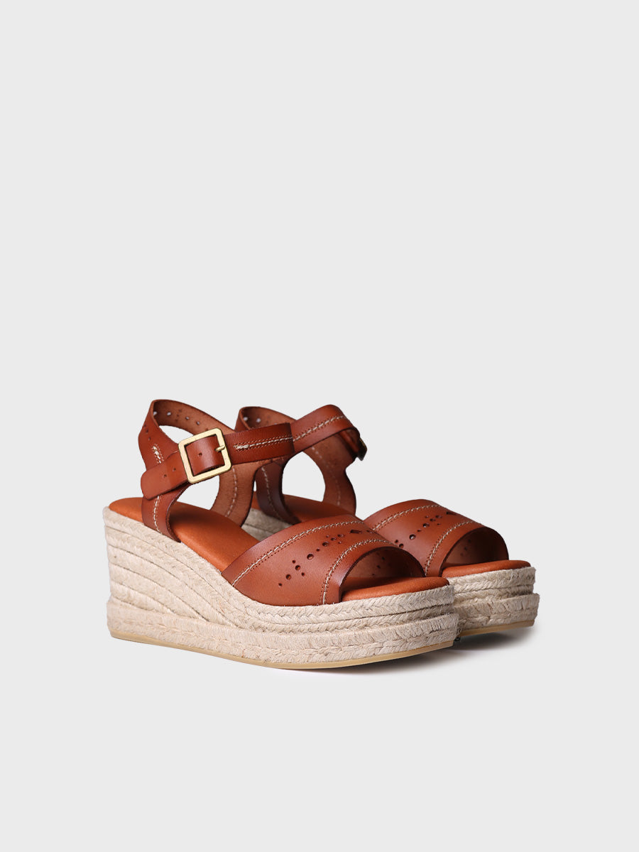 Alpargata mujer - Alpargata de mujer en piel con cuña alta  - Toni Pons  