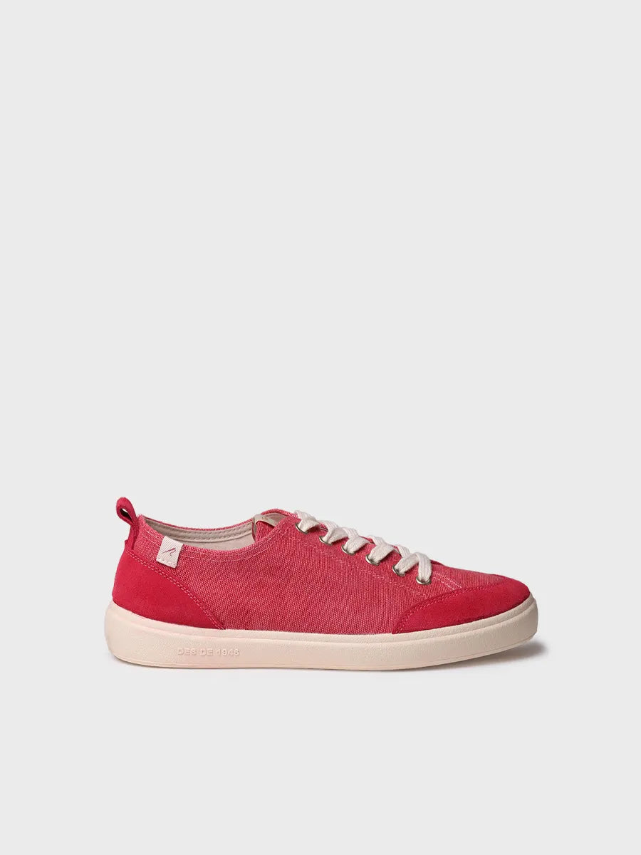 Women's cotton trainer shoe with laces