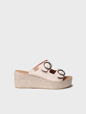 zapatillas mujer - Alpargata destalonada de mujer en piel con cuña de yute | IDOIA  - Toni Pons  