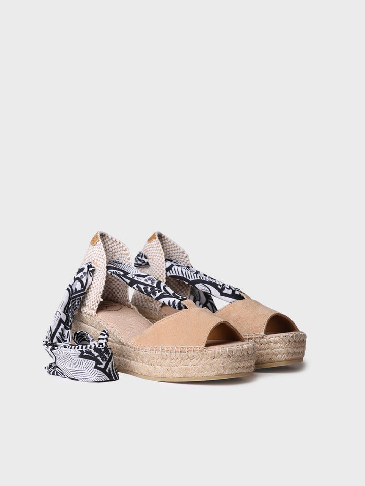 Alpargata mujer - Alpargata de cuña de mujer con cintas estampadas  - Toni Pons  