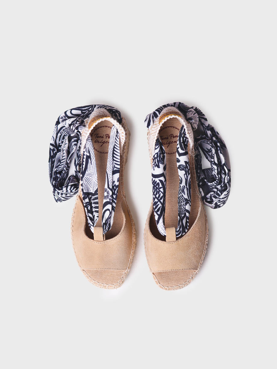 Alpargata mujer - Alpargata de cuña de mujer con cintas estampadas  - Toni Pons  