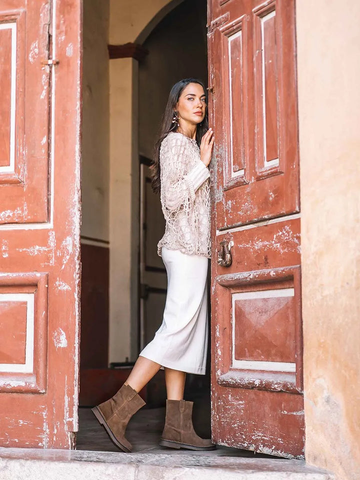 botines mujer - Botines planos de mujer en serraje | IRUN-SY  - Toni Pons  