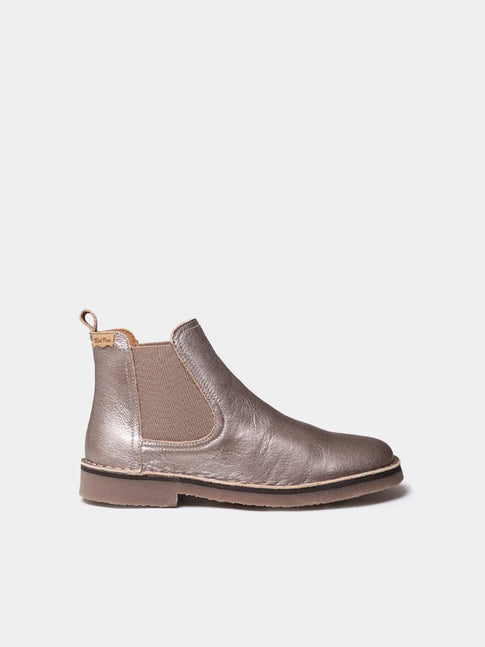 Women’s leather ankle boots with striped elastic