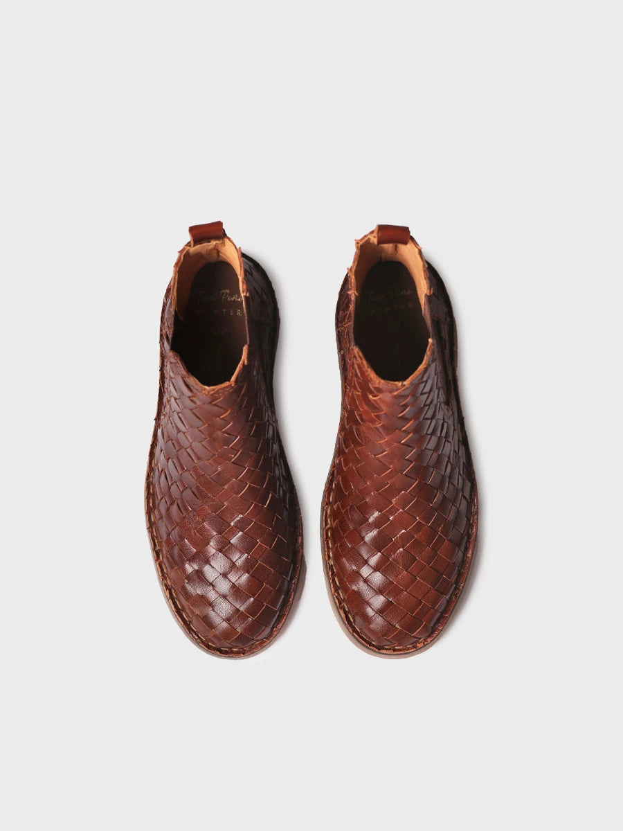 Botines mujer - Botín Chelsea en piel trenzada para mujer | ISA-BL  - Toni Pons  