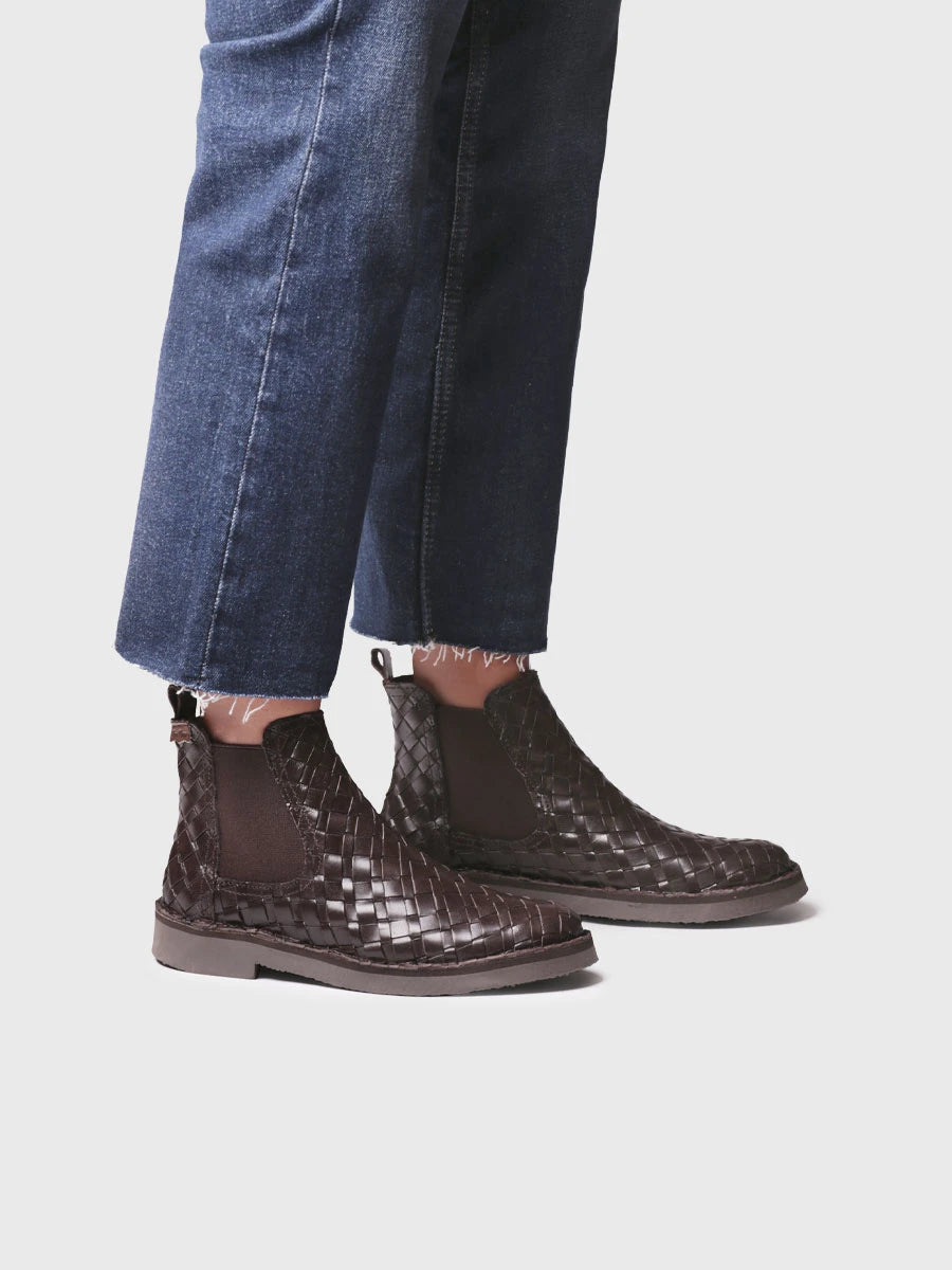 Chelsea-Stiefelette aus geflochtenem Leder für Damen | ISA-BL