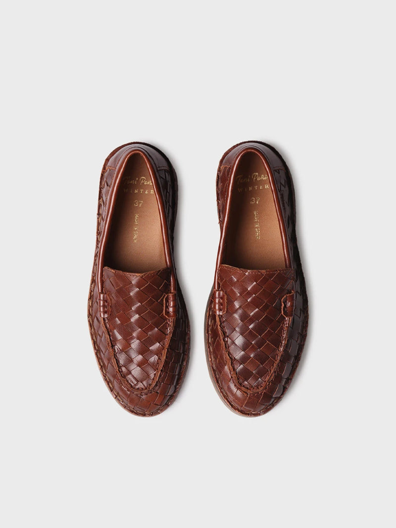 Zapatos mujer - Mocasín en piel trenzada para mujer | IVARS-BL  - Toni Pons  