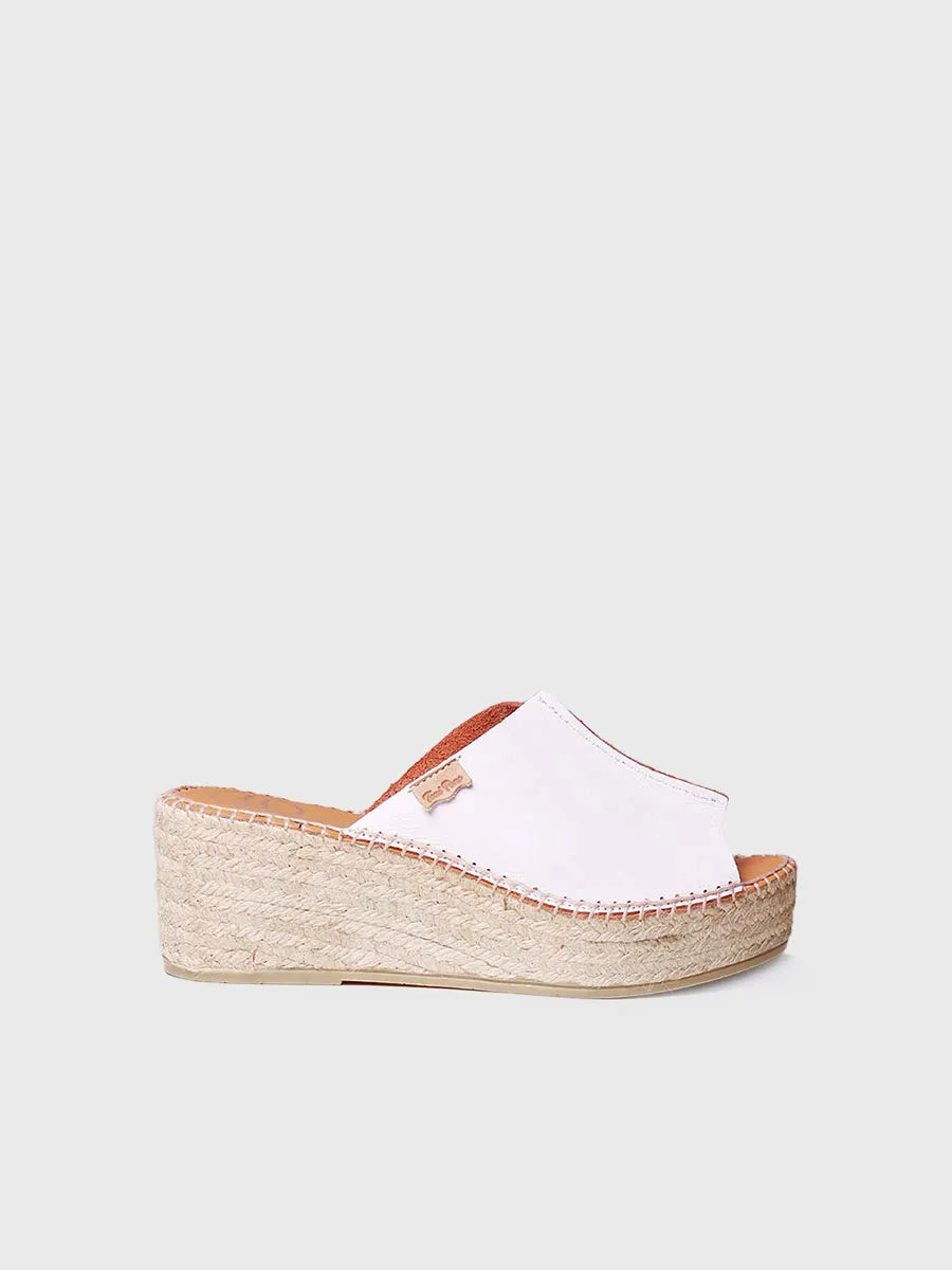 Espadrillas in pelle aperte dietro in Bianco 