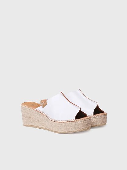 Espadrille en cuir à bride arrière en Blanc 