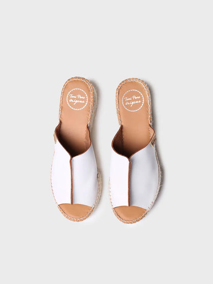 Espadrille en cuir à bride arrière en Blanc 