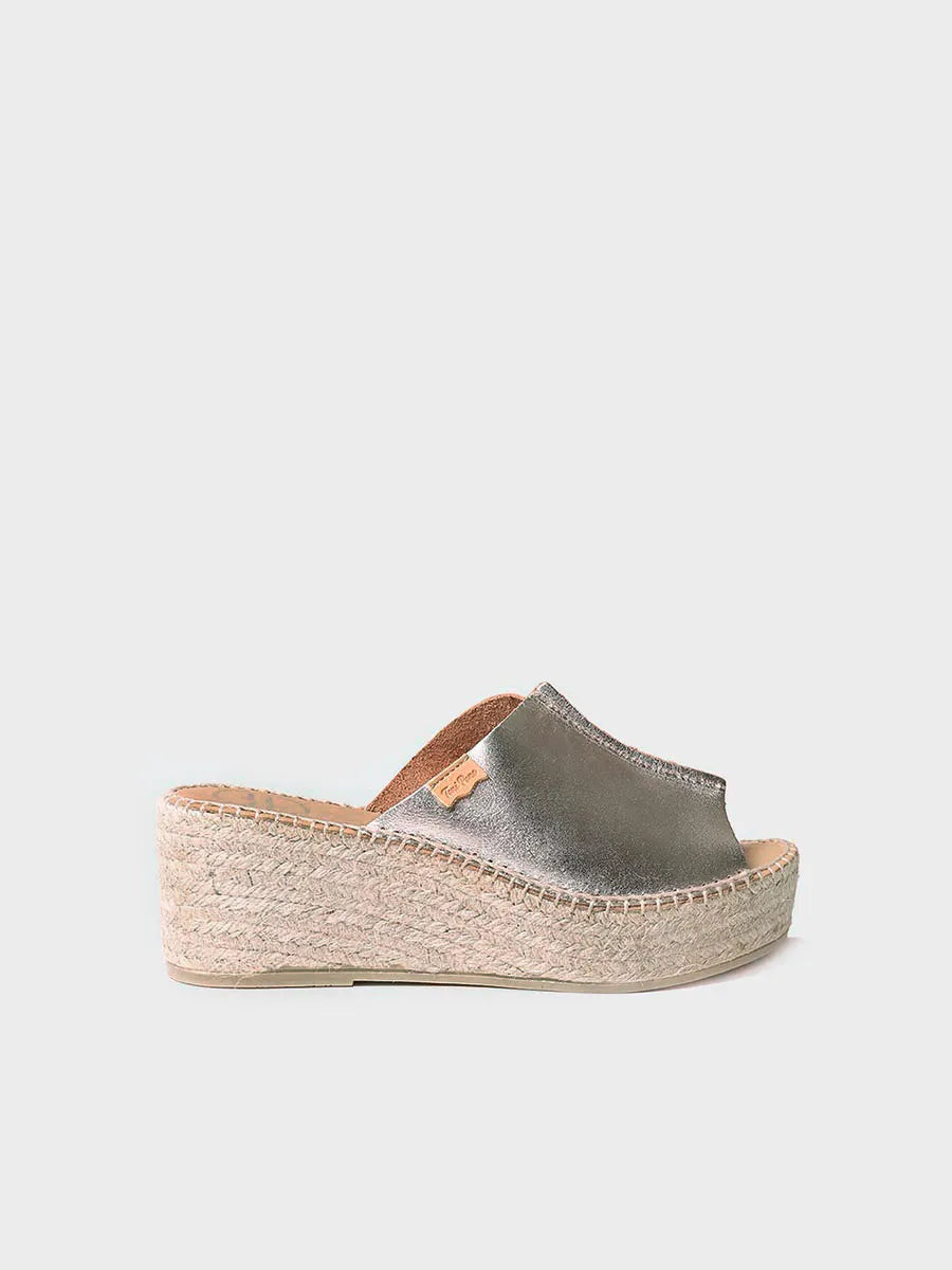 Espadrille en cuir à bride arrière en Blanc 