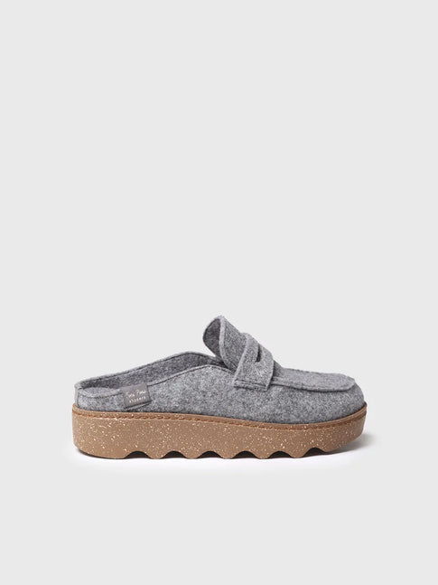 Women's slipper with platform sole in grey 