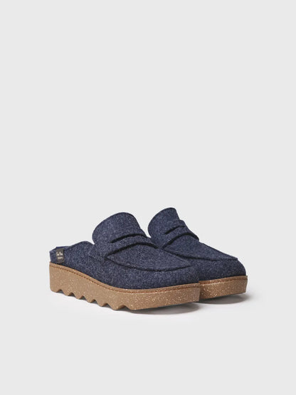 Women's slipper with platform sole in grey 