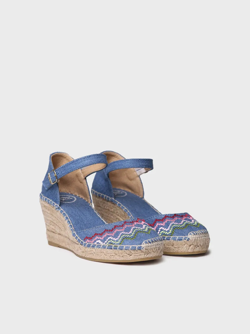 zapatillas mujer - Alpargata vegana de cuña con bordado en punto de cruz | JESSIE  - Toni Pons  
