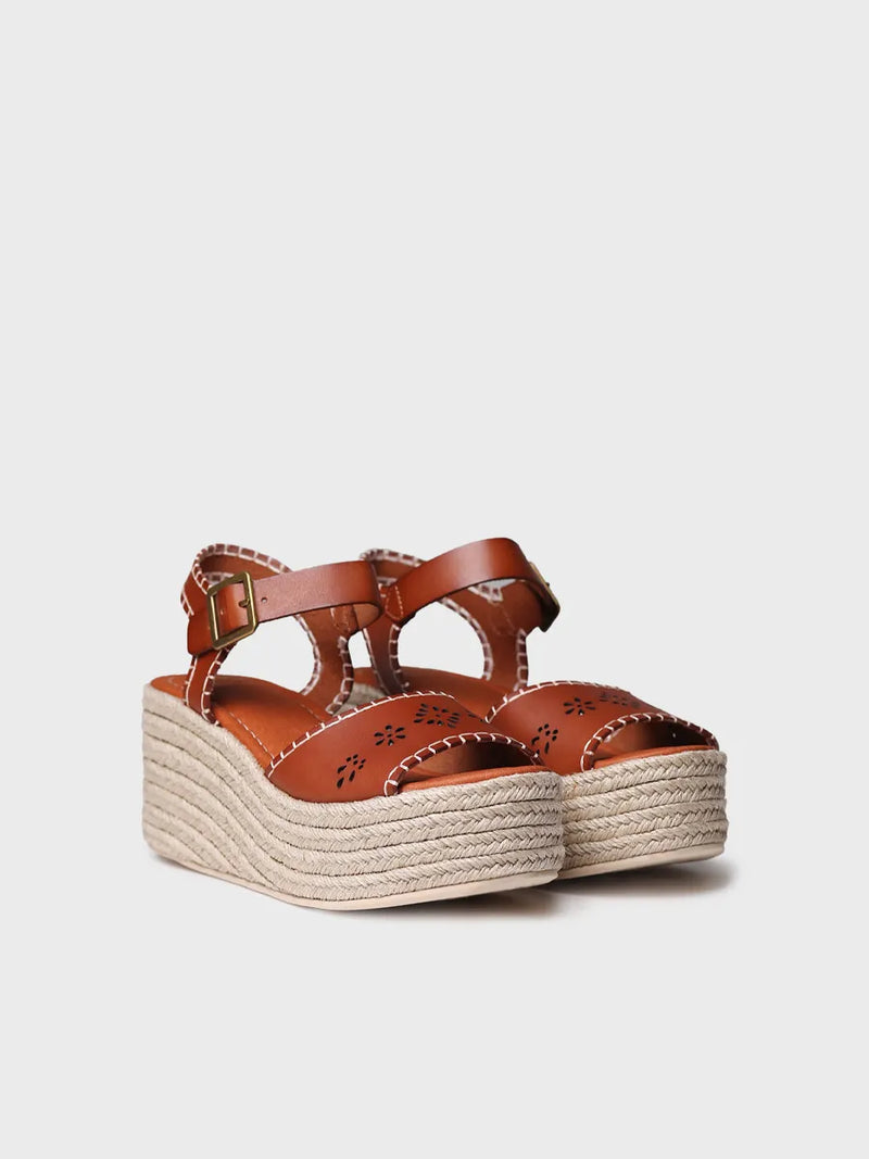 zapatillas mujer - Alpargata de mujer en piel con plataforma de yute y hebilla | JOANA  - Toni Pons  